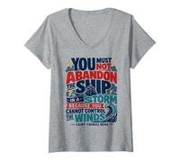Women's St Thomas Sir More Catholic Saint Quotes Ship V-Neck T-Shirt