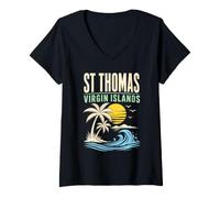 Women's St Thomas Virgin Islands Beach V-Neck T-Shirt