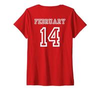Women's St. Valentines Day February 14th Varsity Typography Minimal V-Neck T-Shirt