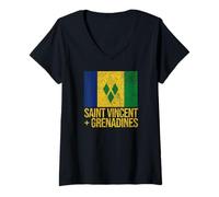 Womens ST. VINCENT AND THE GRENADINES FLAG V-Neck T-Shirt