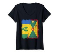 Women's St. Vincent Grenada Half Flag V-Neck T-Shirt