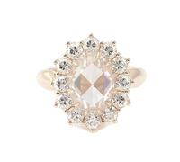 Womens Stackable Rings, Love Friendship Ring Sun Flower with 3ct Moissanite 9K Yellow Gold Size X 1/2
