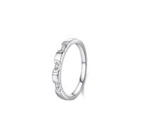 Womens Stackable Rings, Promise Ring to Myself Geometric Design with Round Lab Diamond 14K White Gold Size M 1/2