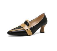 Women's Stacked Kitten Low Heel Studded Loafers,Ladies Fashion Dressy Casual Business Office Pointed Toe Slip on Comfortable Memory Foam Vintage Holiday Going Out Shoe (Black,7.5)