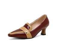 Women's Stacked Kitten Low Heel Studded Loafers,Ladies Fashion Dressy Casual Business Office Pointed Toe Slip on Comfortable Memory Foam Vintage Holiday Going Out Shoe (Burgundy,7.5)