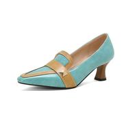 Women's Stacked Kitten Low Heel Studded Loafers,Ladies Fashion Dressy Casual Business Office Pointed Toe Slip on Comfortable Memory Foam Vintage Holiday Going Out Shoe (Blue,7.5)