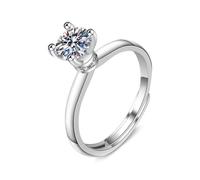 Women's Stacking Rings, Bridal Wedding Band 18K White Gold Classic 4 Prong Round 1ct Lab Diamond 6.5mm Size L 1/2