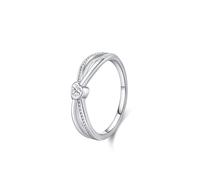 Women's Stacking Rings, Engagement Rings Twisted Lines Design with Solitaire Heart 0.25ct Lab Diamond 14K White Gold Size U 1/2