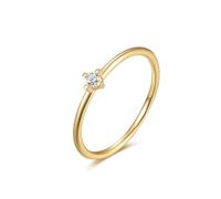 Women's Stacking Rings, Ring Sets Women Gold Solitaire with Round Shape Moissanite 9K Yellow Gold Size M 1/2