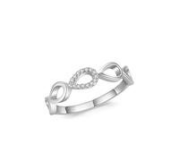 Women's Stacking Rings, Simple Engagement Rings with Created Diamond Silver 9K White Gold Size O 1/2