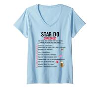 Women's Stag Do Challenge Checklist Stag Do Bachelors Group Party V-Neck T-Shirt