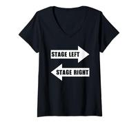 Womens Stage Left Stage Right Signs Drama Actors V-Neck T-Shirt