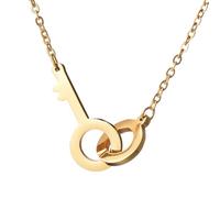 Womens Stainless Steel Key Design Pendant Necklace Casual Delicate Everyday Party