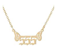 Womens Stainless Steel Light Luxury Wings Angel Number Pendant Necklace Dainty Choker Chain