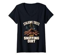 Women's Stalking Trees and Sniffing Dirt Deer Hunter V-Neck T-Shirt