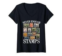 Women's Stamp Collector Humor Never Enough Stamps Philately V-Neck T-Shirt