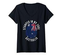 Womens Stamped in My Soul Australia Flag Design Aussie Pride V-Neck T-Shirt