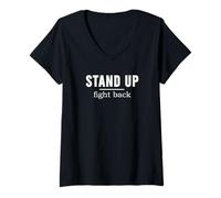 Womens Stand Up Fight Back | Activist, Protest, Civil Rights Text V-Neck T-Shirt