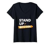Women's Stand Up for Bitcoin Cryptocurrency is Freedom BTC Crypto V-Neck T-Shirt