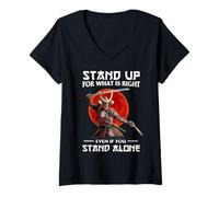 Womens Stand Up for What is Right Even If You Stand Alone Samurai V-Neck T-Shirt