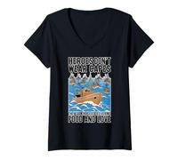 Womens Stand with Heroes Sail Boats Vessels Delivering Food N Love V-Neck T-Shirt