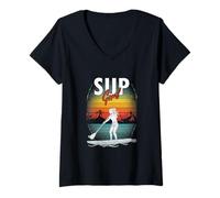 Women's Standup Paddleboarding SUP Paddling Girl Paddleboard Surf V-Neck T-Shirt