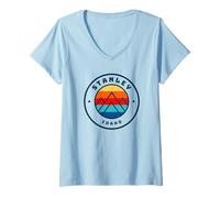Womens Stanley Idaho Skiing Snowboarding Family Ski Trip V-Neck T-Shirt