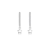 Women's Star 9 Carat White Gold Earrings White Moissanite Drop-Earrings