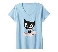 Women's Star Eyes Cat V-Neck T-Shirt