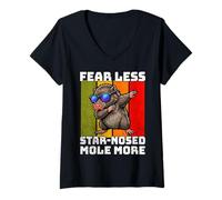 Women's Star-Nosed Mole Retro Design Star-Nosed Mole V-Neck T-Shirt
