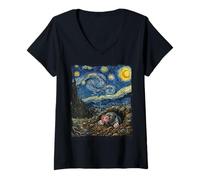 Women's Star-Nosed Mole Starry Night Star-Nosed Mole V-Neck T-Shirt