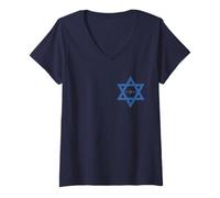 Womens Star of David Jewish Gift - Israeli Flag Jewish Symbol V-Neck T-Shirt