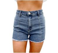Womens Star Patchwork Denim Shorts Warehouse Deals Clearance Stretchy Jeans Ladies Raw Hem Pants Summer Sexy Short Trousers High Waisted Slim Bottoms Vacation Hot Pant Beach Walking Shorts