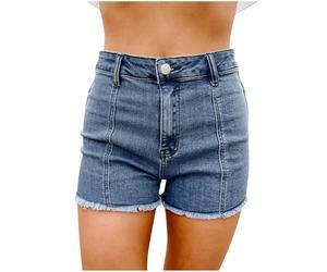 Womens Star Patchwork Denim Shorts Warehouse Deals Clearance Stretchy Jeans Ladies Raw Hem Pants Summer Sexy Short Trousers High Waisted Slim Bottoms Vacation Hot Pant Beach Walking Shorts