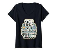 Womens Star Signs Don't Control Me Except When They Do V-Neck T-Shirt