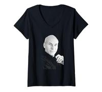 Womens Star Trek Captain Jean Luc Picard Actor Patrick Stewart 1988 V-Neck T-Shirt