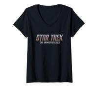 Women's Star Trek The Animated Series Retro Logo V-Neck T-Shirt