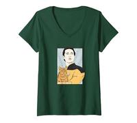 Women's Star Trek: The Next Generation Data Ode to Spot Portrait V-Neck T-Shirt, Dark Green, XX-Large