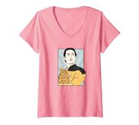 Women's Star Trek: The Next Generation Data Ode to Spot Portrait V-Neck T-Shirt, Pink, XX-Large