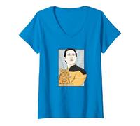 Women's Star Trek: The Next Generation Data Ode to Spot Portrait V-Neck T-Shirt, Sapphire Blue, Small