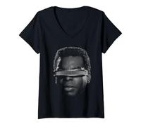 Women's Star Trek The Next Generation Geordi Oversized Face V-Neck T-Shirt
