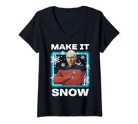 Womens Star Trek: The Next Generation Picard Make It Snow Portrait V-Neck T-Shirt