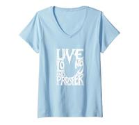 Women's Star Trek: The Original Series Live Long & Prosper Groovy V-Neck T-Shirt, Baby Blue, X-Large