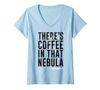 Women's Star Trek Voyager Coffee in That Nebula V-Neck T-Shirt, Baby Blue, Medium