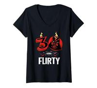 Womens Star Wars 30th Birthday Party "30 and Flirty" Darth Vader V-Neck T-Shirt