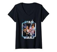 Womens Star Wars A New Hope 1977 Tie Dyed Rebel Frame V-Neck T-Shirt