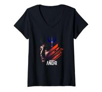Womens Star Wars Andor Rebel Spaceships And Hero Cassian Andor V-Neck T-Shirt