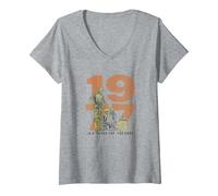 Women's Star Wars C-3PO, R2-D2, BB-8 1977 Droids Pop V-Neck T-Shirt, Heather Grey, XX-Large