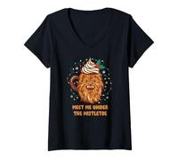 Womens Star Wars Christmas Meet Me Under The Mistletoe Chewie Mug V-Neck T-Shirt