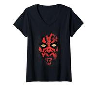 Women's Star Wars Darth Maul Weathered Face V-Neck T-Shirt